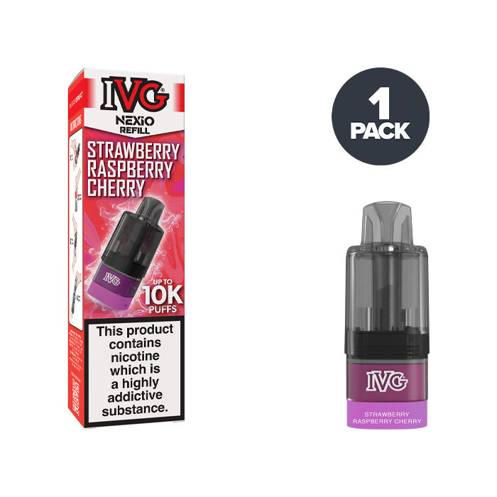 Strawberry Raspberry Cherry IVG Nexio Refill Pack and Box