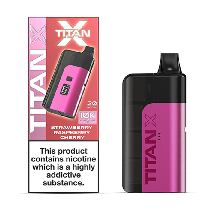 Strawberry Raspberry Cherry Titan X Prefilled Pod Kit and Box