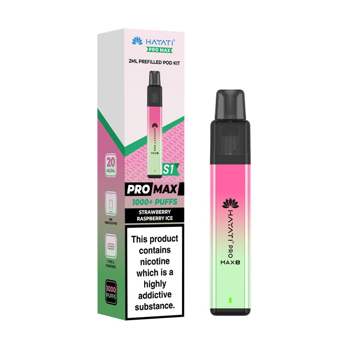 Strawberry Raspberry Ice Hayati Pro Max S1 Prefilled Pod Kit and Box