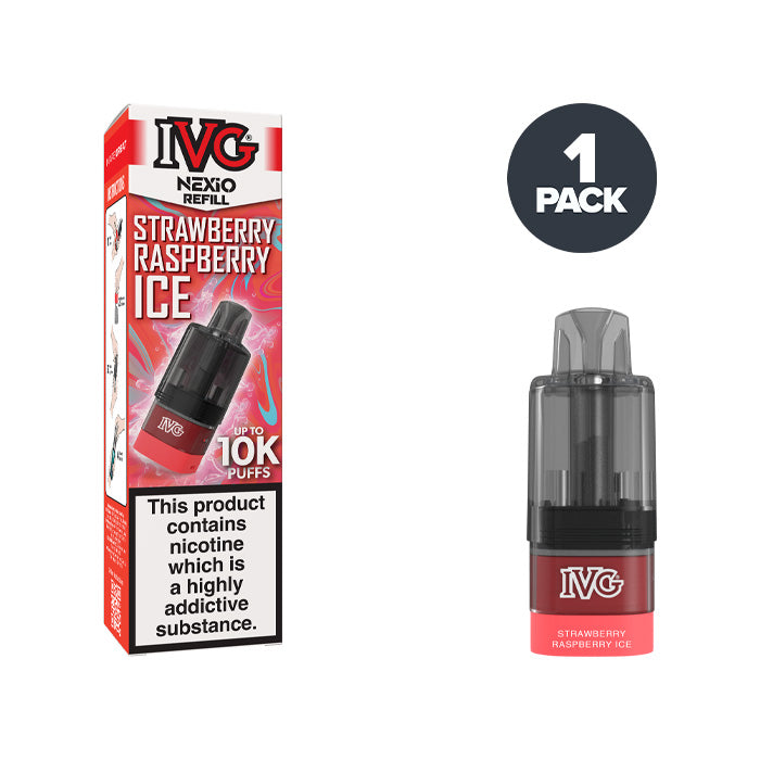 Strawberry Raspberry Ice IVG Nexio Refill Pack and Box