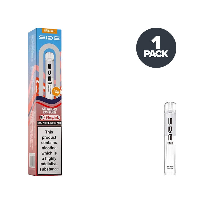 Strawberry Raspberry SKE Bar 600 Prefilled Pod and Box