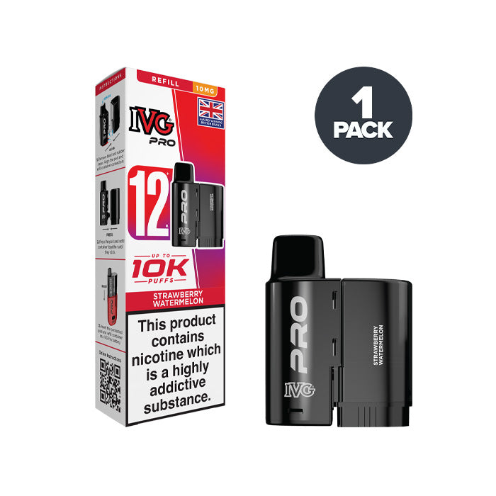 10mg Strawberry Watermelon IVG Pro 12 Refill Pack and Box