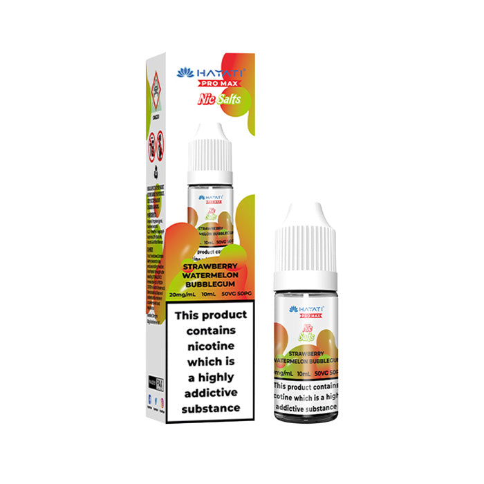 Strawberry Watermelon Bubblegum Hayati Pro Max 10ml Nic Salt E-Liquid and Box