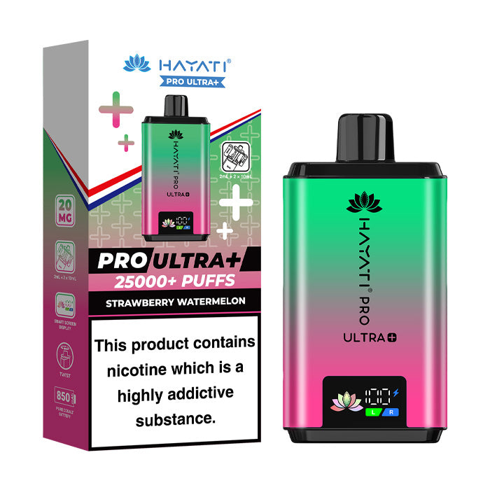 Strawberry Watermelon Hayati Pro Ultra Plus Prefilled Vape Kit and Box