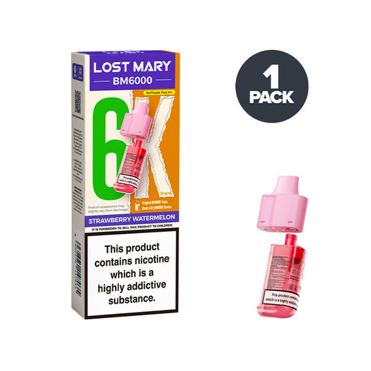 Strawberry Watermelon Lost Mary BM6000 Prefilled Pod and Box