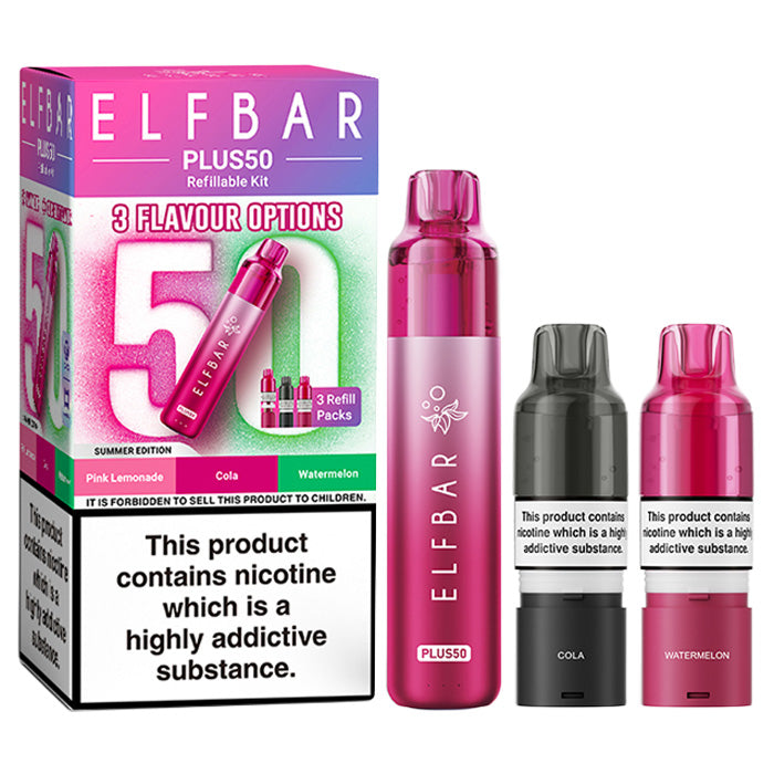 Summer Edition Elf Bar Plus 50 Prefilled Pod Kit and Box