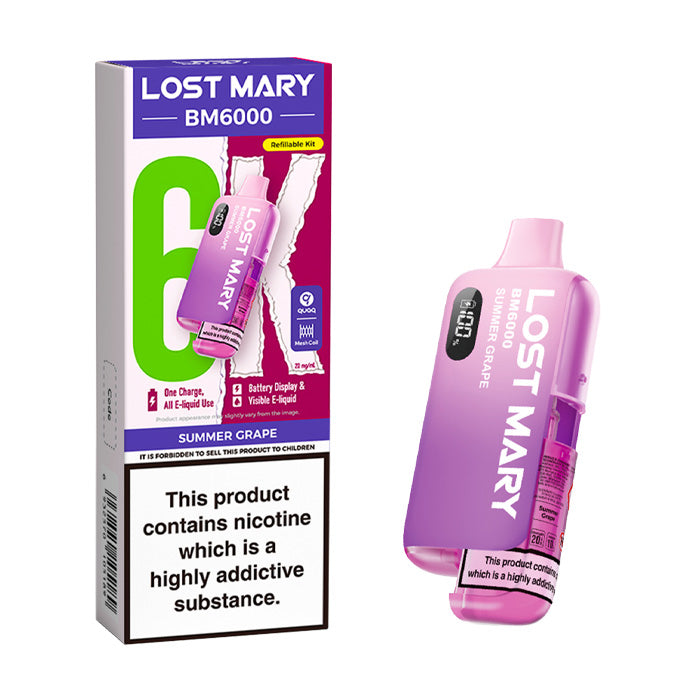 Summer Grape Lost Mary BM6000 Prefilled Pod Kit and Box