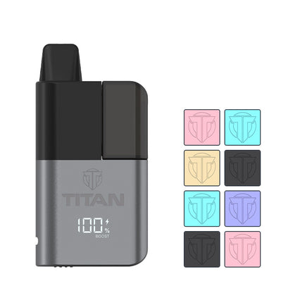 Titan Pro 15K Prefilled Pod Kit with eight squares showcasing eight flavours out of twenty