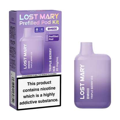 Triple Berry Ice Lost Mary BM600 Prefilled Pod Kit and Box