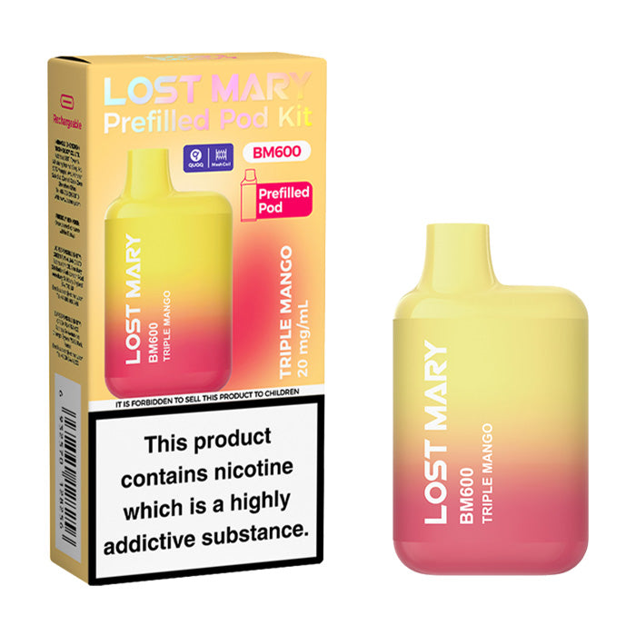 Triple Mango Lost Mary BM600 Prefilled Pod Kit and Box