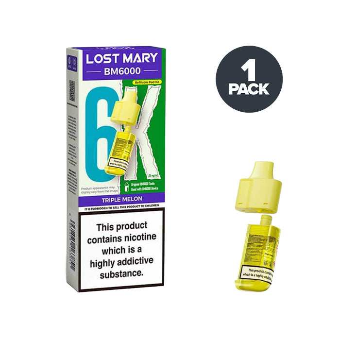 Triple Melon Lost Mary BM6000 Prefilled Pod and Box