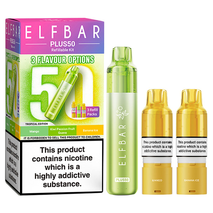 Tropical Edition Elf Bar Plus 50 Prefilled Pod Kit and Box