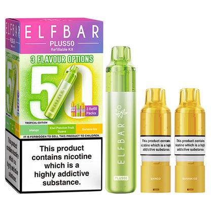 Tropical Edition Elf Bar Plus 50 Prefilled Pod Kit and Box