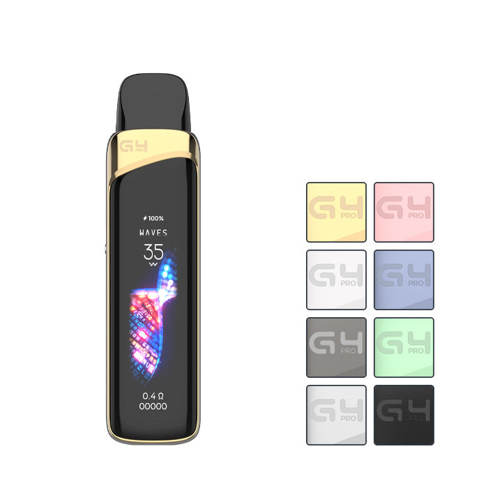 Uwell Caliburn G4 Pro Pod Kit with eight squares showcasing eight out of the eight available colours.