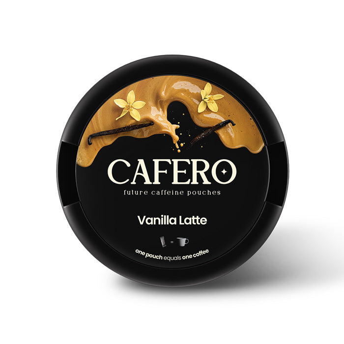 Can of 20 Vanilla Latte Cafero 80mg Caffeine Pouches
