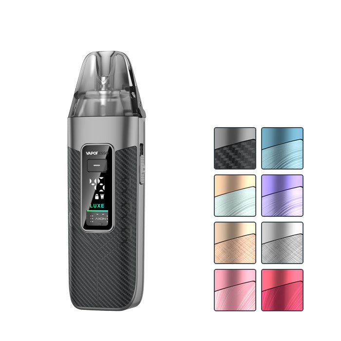 Vaporesso Luxe X3 Pod Kit with eight squares showcasing all available colours