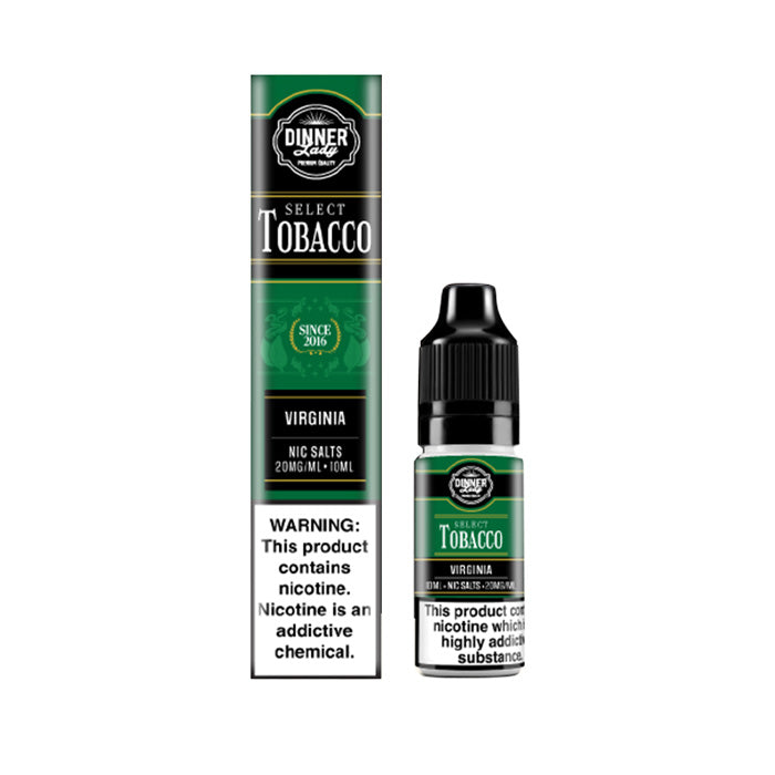 Virginia Tobacco Nic Salt E-Liquid by Dinner Lady Select Tobacco and Box