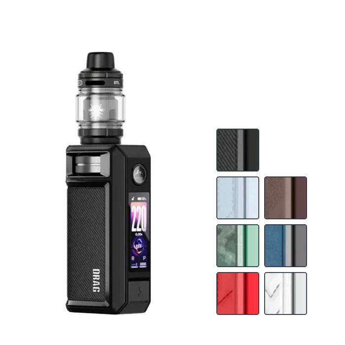 Voopoo Drag 6 Vape Kit with seven squares showcasing all available colours