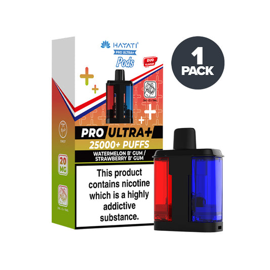 Watermelon B'Gum/Strawberry B' Gum Hayati Pro Ultra Plus Prefilled Pod and Box