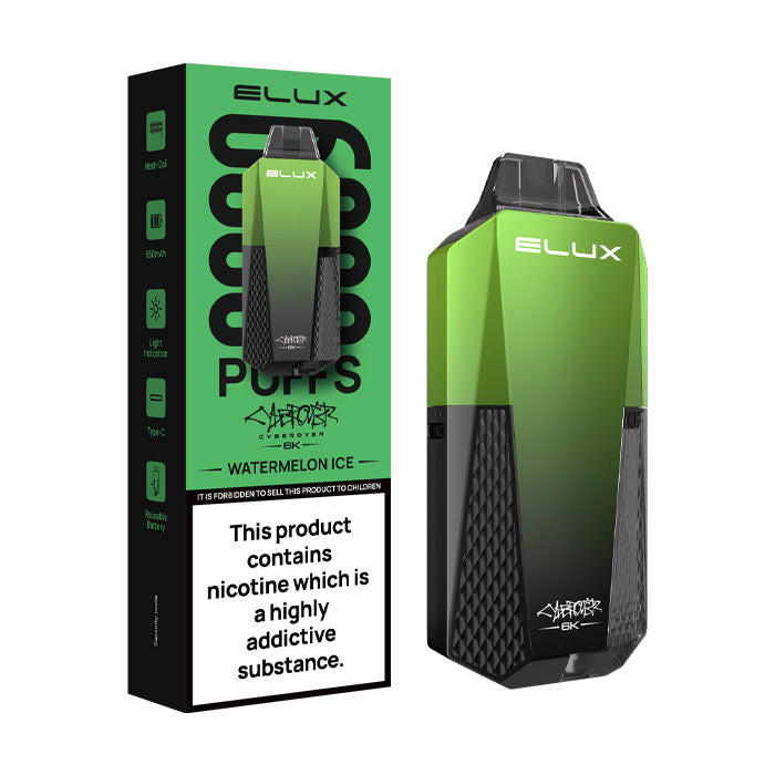 Watermelon Ice Elux Cyberover 6K Prefilled Pod Kit and Box