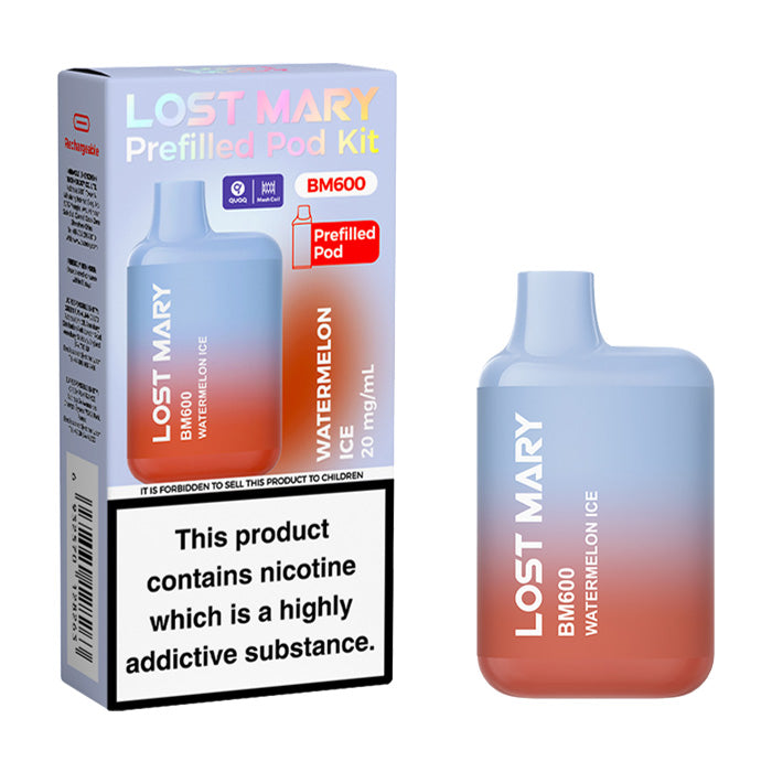 Watermelon Ice Lost Mary BM600 Prefilled Pod Kit and Box