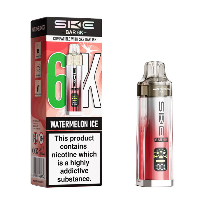 Watermelon Ice SKE Bar 6K Prefilled Pod Kit and box