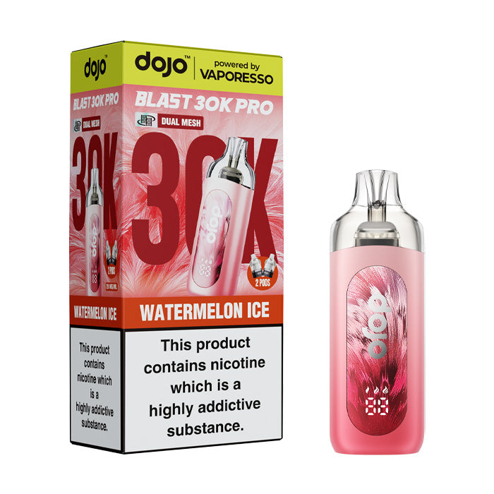 Watermelon Ice Vaporesso Dojo Blast 30K Pro Pod Kit and Box