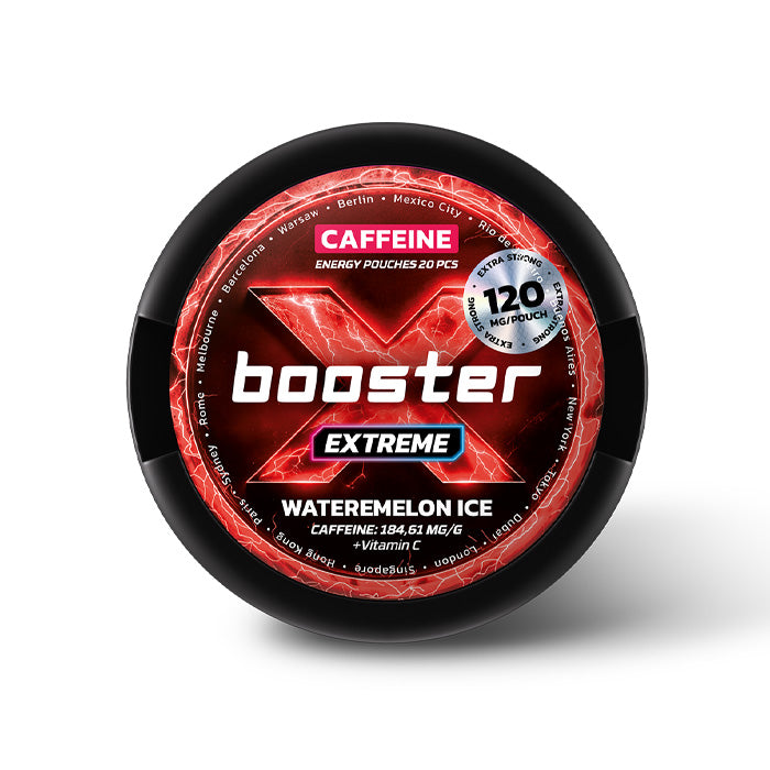 Can of Watermelon Ice X-Booster 120mg Caffeine Energy Pouches