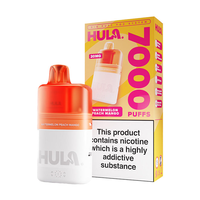 Watermelon Peach Mango Hula 7000 Prefilled Pod Kit and Box