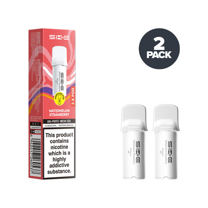 Two Watermelon Strawberry SKE Crystal 600 Pro Prefilled Pods with Box