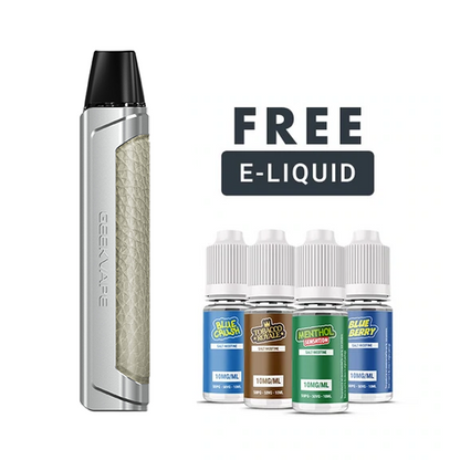 Silver Geekvape Aegis One Pod kit and 3 e liquids