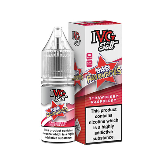IVG Bar Favourites 10ml Nic Salt Strawberry Raspberry with Box
