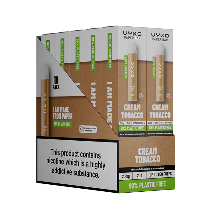 VYKO Paper Bar Disposable Cream Tobacco 10 Pack