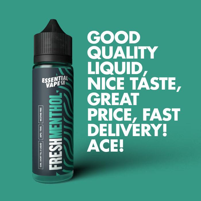 Essential Vape Co Fresh Menthol 50ml E-Liquid | UK ECIG STORE